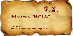 Hohenberg Máté névjegykártya